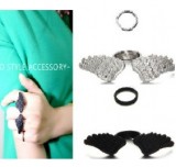 韩国饰品 翅膀两件套戒指女士 欧美夸张指环 韩国潮人新品