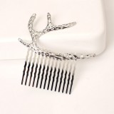 森林系 欧美风圣诞 麋鹿鹿角复古月亮弧度发梳插梳头饰女