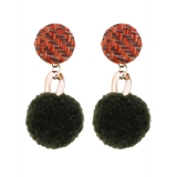 韩国百搭潮人长款撞色毛球可爱风耳钉