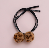 韩国豹纹毛球橡皮筋发绳发圈