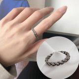 韩国复古朋克潮流个性小众麻花戒指