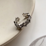 韩国复古做旧六芒星镂空金属编织戒指