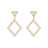  纯银高级感复古港风菱形闪钻网红气质耳钉