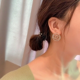  韩国双圈高级感气质圆圈网红满钻百搭耳钉