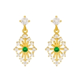 【真金电度】 韩国绿晶菱形锆石通勤小巧气质女2020新款潮耳钉