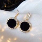 @特价韩国圆形水钻2020新款潮个性气质百搭简约耳环耳钉