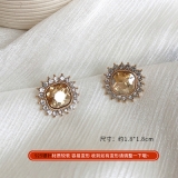 S925银针韩国时尚2020年新款潮网红气质简复古方形水钻宝石耳钉