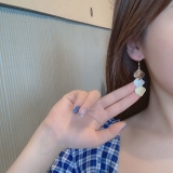 S925银耳环韩国个性冷淡风金色片片简约显脸瘦流苏网红长款耳环