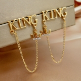 @特价  韩国字母KING个性皇冠流苏气质高级感网红耳钉