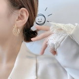 S925银针韩国少女珍珠镶钻ins风气质复古C型小众气质耳钉耳饰
