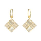  韩国时尚大气猫眼方块气质网红满钻高级感耳钉耳环饰品