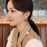 S925银针韩国高级感珍珠气质网红长款流苏红珠个性耳环耳饰品