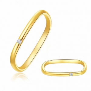 韩国个性爆款方形素圈锆石情侣钻石小方指环小戒指