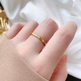 韩国个性爆款方形素圈锆石情侣钻石小方指环小戒指