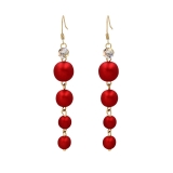  韩国2021新款红色高级感长款珍珠气质网红时尚百搭超仙耳饰耳环女