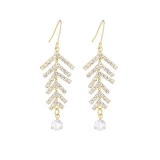 【真金电镀】 韩国锆石树叶2021新款气质个性网红耳钉耳环