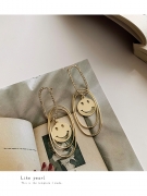 【真金电镀】 韩国夸张设计感笑脸耳环个性气质冷淡风网红耳钉时尚耳饰