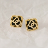 【真金电镀】 韩国简约黑色镶钻耳钉2021年新款潮女显气质纯银针耳环短款耳饰