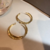 【真金电镀】 韩国银针时尚设计几何镶钻耳圈网红气质个性潮耳环简约耳饰