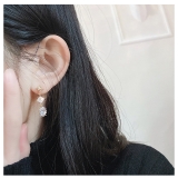 【真金电镀】 韩国菱形锆石流苏耳钉ins风镂空小花耳环2021新款潮时尚耳饰