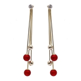 【真金电镀】 韩国时尚高级感猫眼石红色珍珠流苏气质轻奢耳钉耳饰女