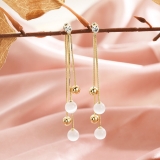 【真金电镀】 韩国时尚高级感猫眼石红色珍珠流苏气质轻奢耳钉耳饰女