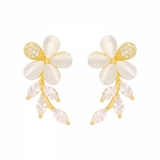 【真金电镀】 韩国高级感猫眼花瓣新款网红气质耳钉