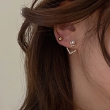 【真金电镀】 韩国气质一款两戴复古轻奢珍珠V字母耳钉耳饰女