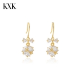 【真金电镀】 韩国新款奢华高级感耳饰女简约精致微镶锆石蝴蝶结耳钩耳坠