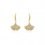 【真金电镀】 韩国微镶锆石银杏叶新款潮轻奢气质网红超闪耳环女