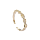 【真金电镀】韩国编织麻花开口戒指女时尚个性微镶锆石指环简约冷淡风戒圈