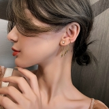 【真金电镀】S925银针韩国后挂式耳扣欧美风流苏耳环个性高级感耳骨夹