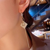 【真金电镀】S925银针韩国几何菱形字母流苏网红气质时尚爆款耳饰女