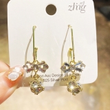  韩国东大门高级感锆石蝴蝶结水晶钻球气质网红耳钉女