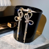 @特价 韩国东大门气质个性长款水钻流苏蝴蝶结网红ins冷淡风耳钉耳坠