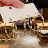 S925银针韩国高级设计感冷淡风金属圆圈时尚波浪个性网红耳圈耳环