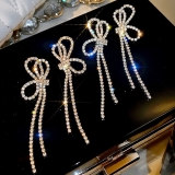 @特价 韩国东大门气质个性长款水钻流苏蝴蝶结网红ins冷淡风耳钉耳坠