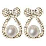 @特价韩国小巧蝴蝶结珍珠2021年新款潮高级感气质网红耳钉耳环