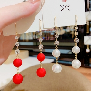 韩国新款潮珍珠流苏气质百搭长款小清新网红耳环耳饰