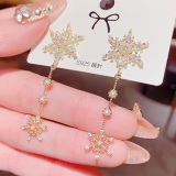 【真金电镀】 韩国新款微镶锆石芒星珍珠气质时尚耳环耳钉