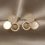  韩国贝壳三角圆圈简约高级感时尚网红气质耳钉耳饰