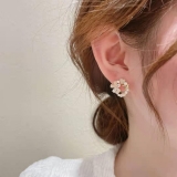  韩国蝴蝶花朵花环网红新款时尚温柔优雅大气耳环锆石花朵耳钉