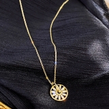 【真金电镀】韩国网红圆形锆石轻奢锁骨链高级感钛金项链女小众设计