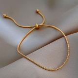 【真金电镀】韩国金色可调节钛钢冷淡风简约ins小众设计手链手饰