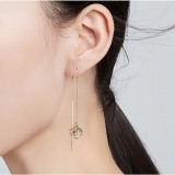 【真金电镀】S925银针韩国高级感气质长款耳坠女镂空方块耳线耳饰女
