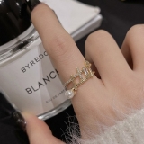 【真金电镀】韩国小众设计感珍珠戒指女时尚个性轻奢小众精致设计感开口食指环简约