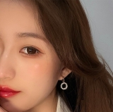  韩国满钻锆石圆环流韩国气质网红耳钉耳饰女