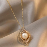【真金电镀】韩国小CK复古珍珠项链女高级感轻奢小众设计感锁骨链