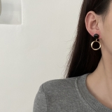S925银针韩国高级设计质轻奢圆圈几何网红耳钉耳饰女