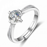 【真金电镀】莫桑石戒指经典四爪微镶奢华钻戒